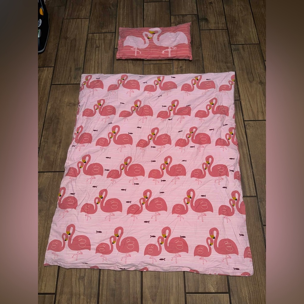 Ikea Rorande Duvet Cover/Pillowcase Flamingo lap quilt 2 flamingos & 3 pillows - Picture 3 of 16